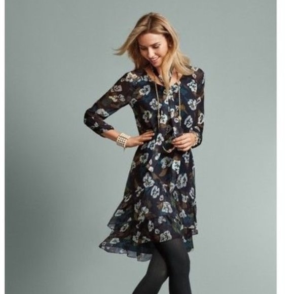 CAbi Dresses & Skirts - Cabi Pirouette Floral Tiered Ruffle Shift Dress